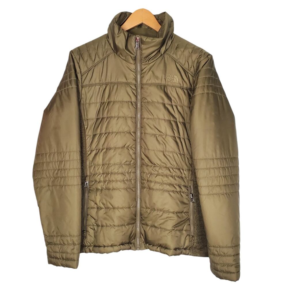 The North Face Aleycia Insulated Jacket Green Full Zip Quilted Pockets Size XL